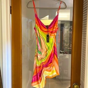 AFRM Palmetto Cowl Neck Minidress in Abstract Wave - New with Tags